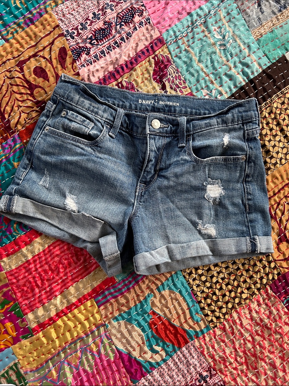Old Navy Distressed Boyfriend Denim Shorts - Blue Wash